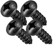 Black License Plate Screws, Black Head Stainless Steel Screws with Pan Head, Black Oxidized Finish (Pack of 4)