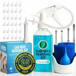Ear Wax Removal Tool by Tilcare - Manual Ear Cleaner for Adults & Kids - Perfect Ear Cleaning Kit - Includes Basin, Syringe, Curette Kit, Towel and 30 Disposable Tips