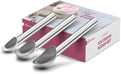 FineDine Professional Stainless Steel Ice Cream Scoop Set - 3-Piece Heavy Duty Scooper with Comfortable Grip Handle for easy scooping - Cookie Dough Scooper for Baking & Sorbet, Metal Ice Cream Spade