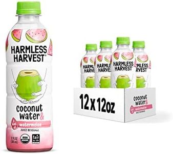 Harmless Harvest Organic Coconut Water Drink, Hydration with Natural Electrolytes, No Sugar Added, Fair for Life Certified, Pure Coconut Water, Watermelon 12 Fl Oz (Pack of 12)