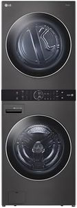LG WashTower Stacked Smart Laundry Center 4.5 Cu.Ft. Front Load Washer Fully Automatic & 7.4 Cu.Ft. Gas Dryer in Black Steel w/Steam WKGX201HBA