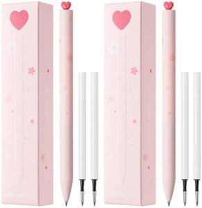 Kaco FIRST Gel Pens Cute Stationery, Pack of 2 Pieces Heart Pen Set with Extra 4 Black Refills (2 Pink)