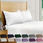 BAMPURE 100% Organic Bamboo Sheets Queen Set - 4PC Breathable Cooling Sheets Queen - Deep Pocket Queen Bed Sheets - Draps Queen - Hotel Luxury Bedding Sets Fitted Sheet & Pillowcases (White)