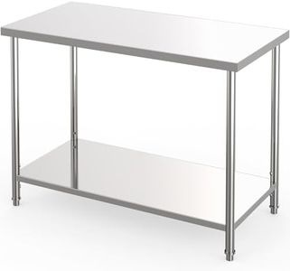 GarveeTech Stainless Steel Table, 60" x 24" Commercial Prep Work Table with Adjustable Undershelf and Pre-Installed Feet, 2 Tier Metal Table for Restaurant, Home, Kitchen, Garages and Outdoor