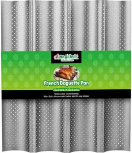 Amagabeli Baguette Pan 15" x 13" Commercial Carbon Stee Nonstick for French Baguette Baking Pan 4 Slots Bread Pans for Baking 4 Gutter Oven Toaster Pan Silver