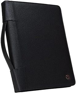 Case-it Executive Zippered Padfolio with Removable 3-Ring Binder and Letter Size Writing Pad, Black, PAD-40