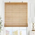 LazBlinds Cordless Bamboo Blinds, Bamboo Roll Up Shades for Windows, Light Filtering Hanging Window Blinds, Bamboo Shades for Patio Indoor/Outdoor Porch - Blinds Size: 22 1/5'' W x 72'' H, Squirrel