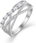 starchenie Women's Rings 925 Sterling Silver 5A Cubic Zirconia Infinity Promise Crossed Anniversary Love Knot Ring