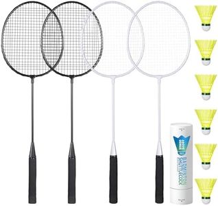 AboveGenius Badminton Rackets Set of 4 for Outdoor Backyard Games, Including 4 Rackets, 6 Nylon Badminton Shuttlecocks, Lightweight Badminton Racquets for Beginners