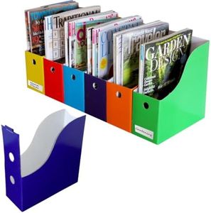 Evelots Magazine File Holder Organizer Box (6, 12, or 24 Pack) Storage for Desk and Shelves Multiple Color Options - Includes Labels for Organization