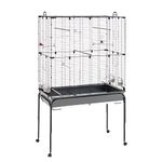 Ferplast PLANETA Bird Cage, Aviary, Canary Cage, Parakeets, Small Bird Cage, with Accessories and Stand with Wheels, 99.5 x 53 x 171.5 cm