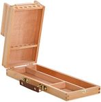 U.S. Art Supply Multi-Function Unfinished Beechwood Flip Opening Artist Tool and Brush Storage Box with Locking Clasps - Protect and Organize and Transport Pencils, Erasers, Tools & Supplies