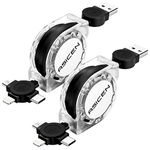 ASICEN Multi Charger Cable, [1M]Retractable Charging Cable, 3 in 1 Retractable Fast Phone Charger with IP/Type C/Micro USB for iPhone15/14/13/12/Samsung Galaxy/Pixel/Sony/Xiaomi/LG/HTC/Tablets-2Pack