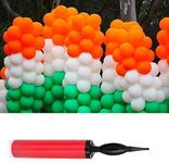 Fab Nation Tri-Color Balloons (Pack of 50 with Pump) Flag Color Balloons, Independence Day Balloons, Republic Day Balloons, 15 August Balloons