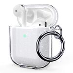 ULAK for Airpods 2 & 1 Case Clear Soft TPU Airpod 1 & 2nd Generation Protective Shockproof Cover with Keychain Front LED Visible for AirPod 2 & 1 - Glitter