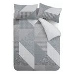 Catherine Lansfield Larsson Geo Reversible Single Duvet Cover Set with Pillowcase Grey