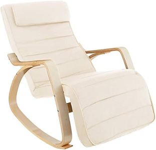 TecTake® Fauteuil à Bascule avec Accoudoirs & Repose Pieds Réglable en 5X Rocking Chair Fauteuil Relax rembourée Cadre en Bois Fauteuil Salon Veranda, Chaise Ergonomique idéal Détente, Allaitement