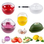 5 Pcs Fruit and Vegetable Storage Containers for Fridge,Vegetable Shaped Food Saver for Vegetable with A Brush Classic Food Savers,Avocado Saver Onion Storage Container Tomato Lemon Keeper