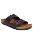 MOZAFIA Mens Brown Sandals, Arch Support Slides with Adjustable Buckle Straps and Cork Footbed for ultimate comfort and Style