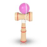 Japanese Wooden Kendama Toy- Red Color With Long Thread,Wooden Finishing With Durable Handle (Pink) - Adult