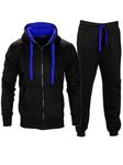 Love My Fashions® Men’s Tracksuit Full Sleeve Contrast Fleece Top & Bottom Cord Set Zipper Hood Jogging Suit Set Plus Sizes