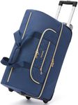 BAGSMART Rolling Duffle Bag with Wheels, 45L Carry-on Luggage Large Travel Bag with Shoes Compartment, Weekender Overnight Bag for Travel, Business Trips, Navy Blue, 21.6 inches (L) x 9 inches (W) x