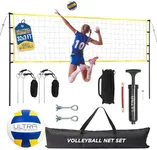 Ultra Sporting Goods Volleyball Net for Backyard, Includes 32x3 Ft Beach Volleyball Net with Poles, 8.5-Inch PU Volley Ball, Bag & Pump, Portable Volleyball Net for Outdoor or Home Use, Complete Set