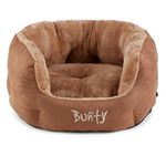 Bunty Polar Dog Bed & Cat Bed, Medium | Cosy Fluffy Fleece Calming Dog Bed | High Wall Snuggle Anti Anxiety Dog Bed | Washable Bed & Cushion for Puppy, Small to Large Pets - Brown