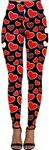 AOBUTE Women's Halloween Leggings Stretchy Graphic Printed Legging Tights, Heart Black, Small