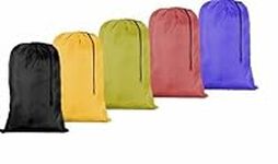 Large 30 X 40 Inch Heavy Duty Nylon Laundry Bag with Drawstring Slip Lock Closure, SET OF 12!!! Assorted Colors and Designs