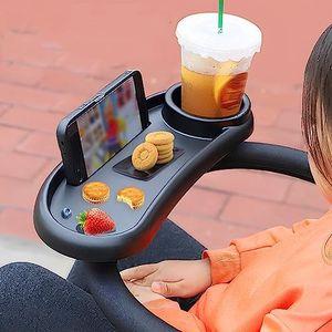 Baby Stroller Snack Tray with Cup Holder Universal Pram Food Tray Removable Reusable Storage Holder with Adjustable Buckle and Hooks for Strollers