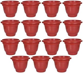 SOLIDA Plastic Flower Pot for Balcony 10 Inch Heavy Duty Plastic Plant Pot Plant Container Set Plastic Planter Gardening Pots for Garden Balcony Indoor Outdoor Terracotta Colour (Pack of 15)