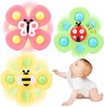 Supreme Deals® Spinning Bath Toy 3Pcs Silicone Suction Cup Base Sensory Waterproof Bath Spinner Bath Sticks to Rotating Learning Baby Smooth Surface Chair Tray for Kids (3Pcs Silicone Suction Cup)