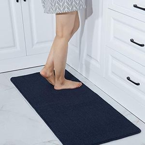 COSY HOMEER 20X48 Inch Kitchen Rug Mats Made of 100% Polypropylene Strip TPR Backing Soft Kitchen Mat Specialized in Anti Slippery and Machine Washable,for Kitchen, Floor Home,Office,Sink,Laundry,Navy