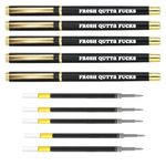 Funny Pens, Fresh Out of Fucks Pen Set, Swear Word Daily Pen Set, Daily Ballpoint Pen Set with Black Ink, Retractable Funny Pens with Sayings for Adult Coworkers Office Supplies (5pcs black)