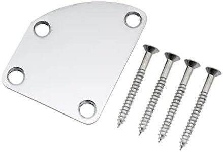 Musiclily Pro Steel Contoured Heel Neck Plate for Strat Tele Electric Guitar or Bass, Chrome