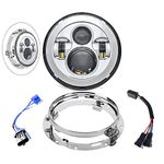 SKTYANTS 7" 7 Inch LED Headlight Motorcycle with 7Inch Round Mounting Bracket Ring Kit Compatible with Road King Electra Glide Street Glide Ultra Classic (Chrome)