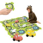 Bearbao Toddler Toys Gifts for 3 4 5 Year Old Boys, Total 16 Pieces Jigsaw Puzzle Racer Track Car Set with 2 Cars for Kids Boys 3-5, Puzzle Tracks Car Toys Gifts for 3 4 5 Year Old Boys Kids