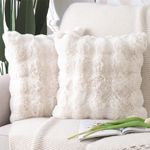 MADIZZ Pack of 2 Thick Plush Wool Throw Pillow Covers 18x18 Inch Cream Soft Decorative Cushion Cover for Sofa Bedroom Pillow Shell