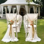 Highdi Chair Chiffon Sashes for Wedding, 2/4/6/8/10Pcs Chair Sashes Bow Chiffon Chair Drapes Tulle Chair Cover Wedding Chair Decorations Solid Color for Banquet Hotel Party (8 Pieces,Ivory white)