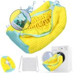 Shoe Washing Machine Bag, 1 Pack Shoe Washing Bags for Laundry, Durable Zipper with Hook Design, Dry Net Bag Included, Reusable Shoe Cleaning Bag, Yellow 1PCS