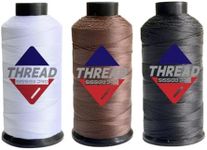 Sissewpro 3PCS Bonded Nylon Thread 138 Upholstery Thread Heavy Duty for Sewing Machine Strong Black Threads for Leather Crafts Furniture Cusion Boats Car Cover Seats,Tex135, 4oz 750yds(3, WH&BK&BN)