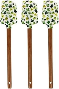 HEMOTON 3pcs St. Patricks Day Silicone Spatula Cake Decorating Spatula with Wooden Handle for Irish Baking Gifts Shamrock Kitchen Cooking Supplies