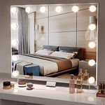Dripex Hollywood Vanity Mirror with Lights, 60 x 52 cm Large Lighted LED Makeup Mirror with 14 Dimmable Bulbs, 3 Color Modes, Adapter Plug, Tabletop or Wall Mounted Mirror For Bedroom Dressing Room