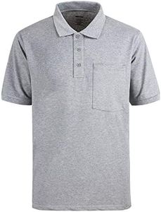 MOHEEN Men's Big & Tall Short Sleeve Jersey Knit Polo Shirt (Grey, 3XL)
