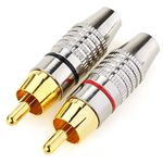 NANYI Gold Plated Speaker Phono RCA Male to 2 Screw Terminal Strip Audio Video Type Balum Connector Adapter For Multimedia and CCTV -2 PCS