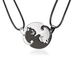 Couples Necklace Christmas Valentines Gifts - Cat Ying Yang BFF Necklace Boyfriend Girlfriend Anniversary Friendship Gifts for Him and Her Wife Husband Birthday Gifts for Women Men