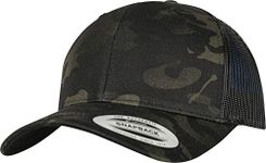 Flex fit Unisex's Retro Trucker Black Multicam one Size Yupoong Headwear, 6606MC