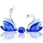 YWHL 45th Anniversary Crystal Swan Gifts for Parents, 45 Year Wedding Anniversary for Her, Swan Figurine with Blue Diamond, Valentines Day Present Romantic Gifts Birthday Gift for Couple Wife