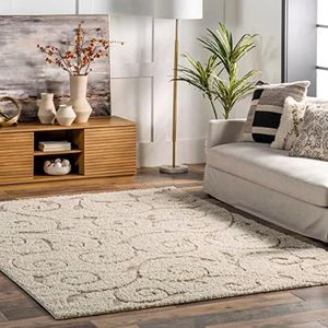 nuLOOM Maisha Contemporary Shag Area Rug, 7x9, Cream